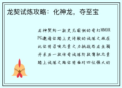 龙契试炼攻略：化神龙，夺至宝